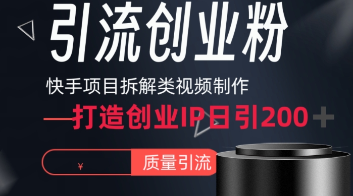 快手项目拆解类视频详细制作流程打造个人IP，单日引流200+高质量创业粉-副业库