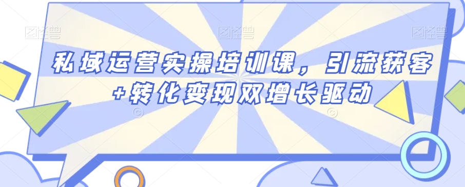 私域运营实操培训课，引流获客+转化变现双增长驱动-副业库