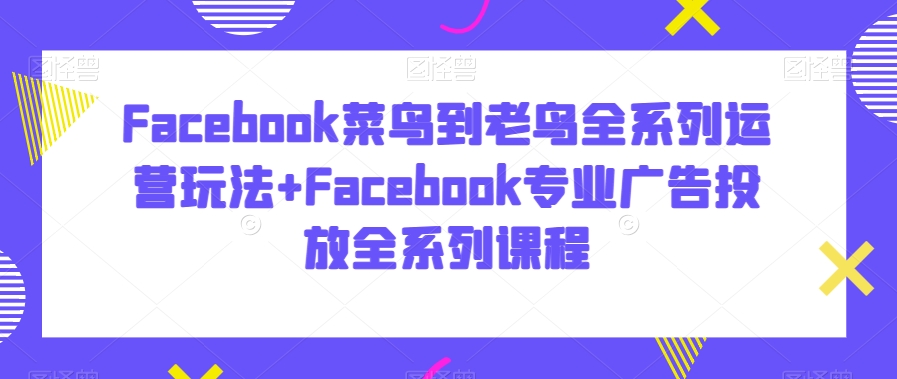 Facebook菜鸟到老鸟全系列运营玩法+Facebook专业广告投放全系列课程-副业库