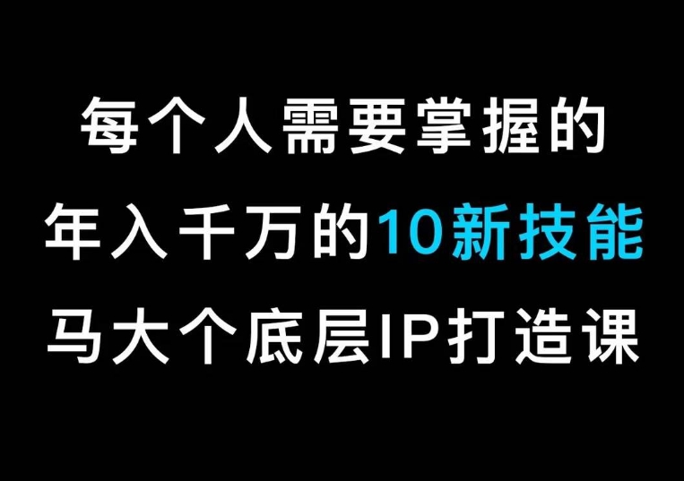 马大个的IP底层逻辑课，​每个人需要掌握的年入千万的10新技能，约会底层IP打造方法！-副业库