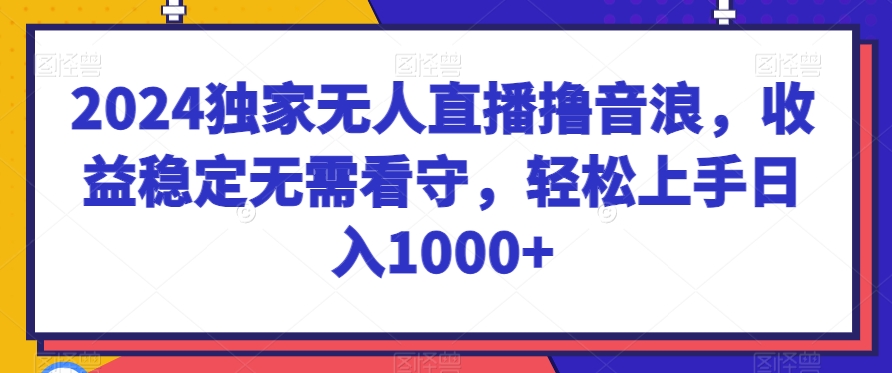 2024独家无人直播撸音浪，收益稳定无需看守，轻松上手日入1000+-副业库