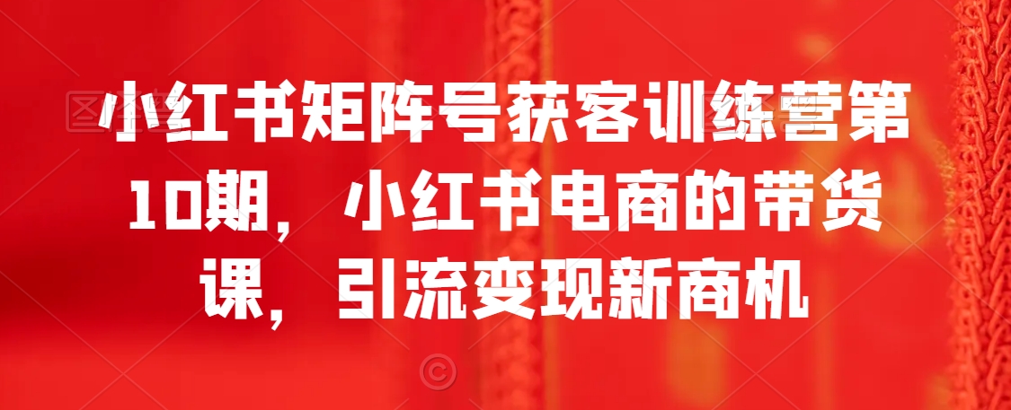 小红书矩阵号获客训练营第10期，小红书电商的带货课，引流变现新商机-副业库