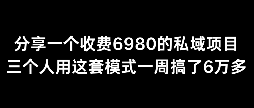 分享一个外面卖6980的私域项目三个人用这套模式一周搞了6万多-副业库