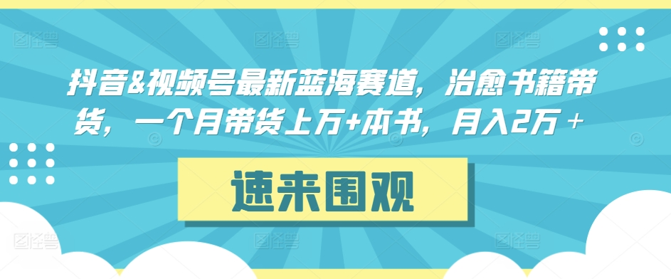 抖音&视频号最新蓝海赛道，治愈书籍带货，一个月带货上万+本书，月入2万＋-副业库