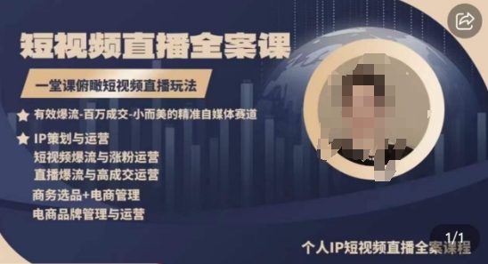 高品质IP短视频直播全案课程，一堂课俯瞰短视频直播玩法-副业库