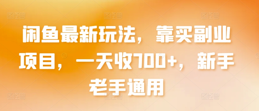 闲鱼最新玩法，靠买副业项目，一天收700+，新手老手通用-副业库