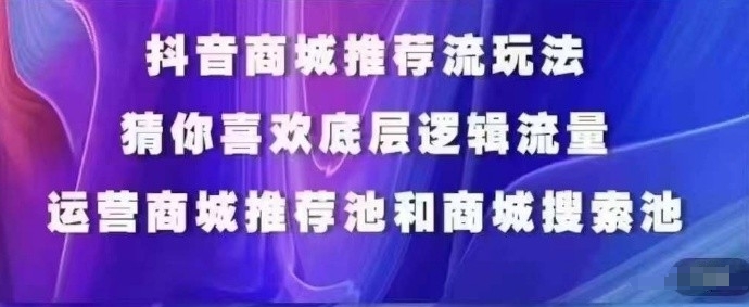 抖音商城运营课程，猜你喜欢入池商城搜索商城推荐人群标签覆盖-副业库