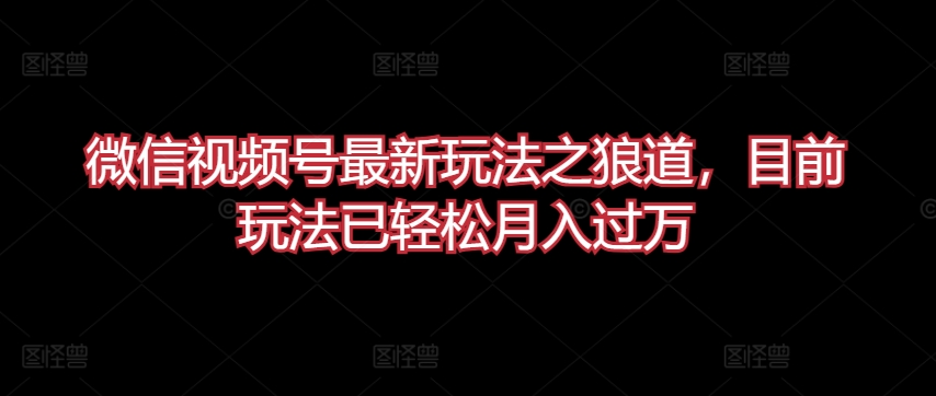 微信视频号最新玩法之狼道，目前玩法已轻松月入过万-副业库