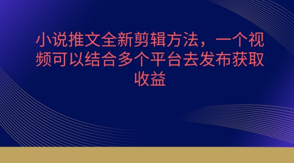 小说推文全新剪辑方法，一个视频可以结合多个平台去发布获取-副业库