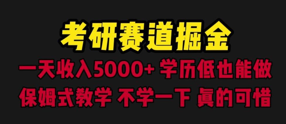 考研赛道掘金，一天5000+学历低也能做，保姆式教学，不学一下，真的可惜-副业库