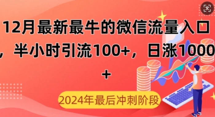 12月最新最牛的微信流量入口，半小时引流100+创业粉，日涨粉1000+-副业库