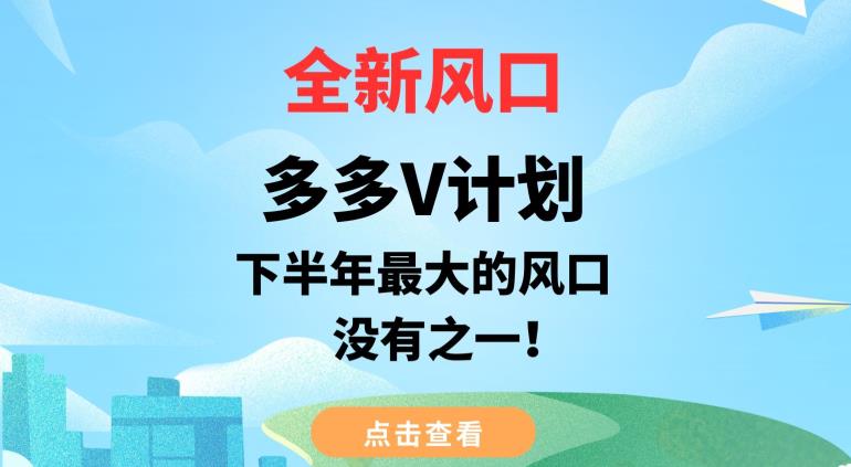 全新风口，多多V计划，下半年最大的风口项目，没有之一【揭秘】-副业库