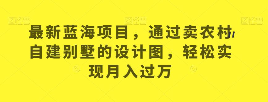 最新蓝海项目，通过卖农村自建别墅的设计图，轻松实现月入过万【揭秘】-副业库