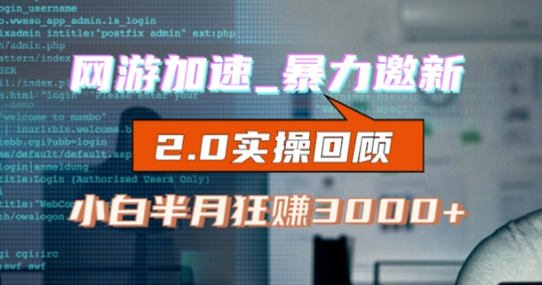 网游加速邀新，狂吃提成，适合小白，首月破千（v2.0版教程）【揭秘】-副业库
