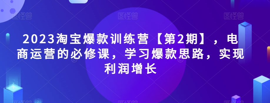 2023淘宝爆款训练营【第2期】，电商运营的必修课，学习爆款思路，实现利润增长-副业库