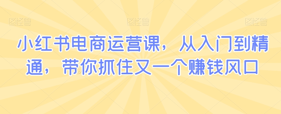 小红书电商运营课，从入门到精通，带你抓住又一个赚钱风口-副业库