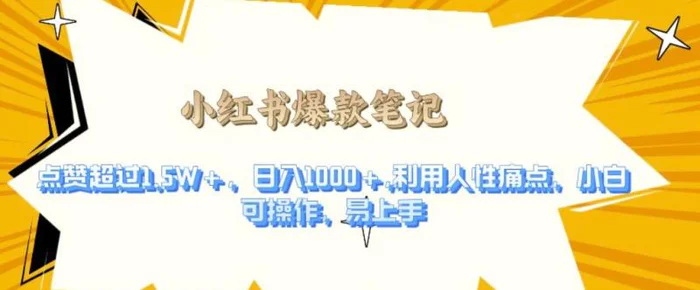 利用人性的痛点，打造爆款笔记，获得点赞超过1.5W+，日入1k【揭秘】-副业库