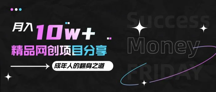月入十万+的网创项目分享，成年人的最快翻身之道-副业库