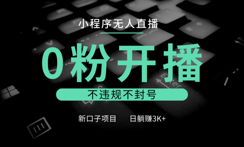 小程序无人直播，0粉开播，不违规不封号，新口子项目，小白日躺赚3K+-副业库