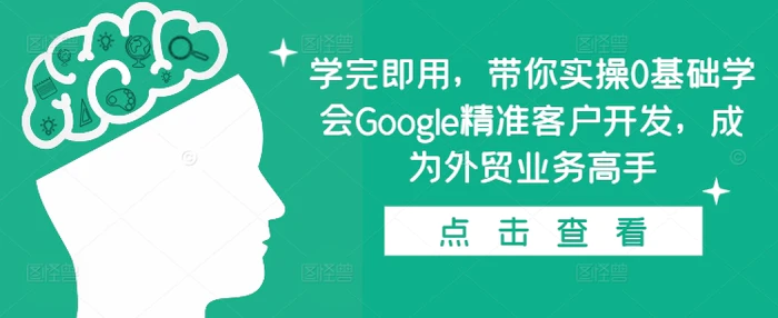 学完即用，带你实操0基础学会Google精准客户开发，成为外贸业务高手-副业库