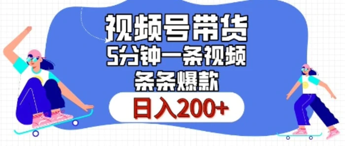 视频号橱窗带货，日入200+，条条火爆简单制作，一条视频5分钟搞定-副业库