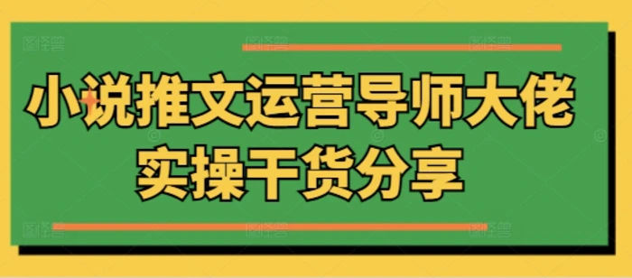小说推文运营导师大佬实操干货分享-副业库
