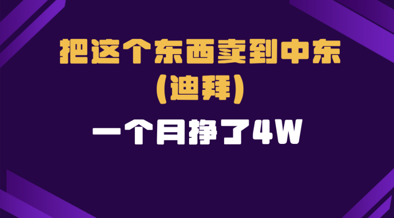 （13740期）跨境电商一个人在家把货卖到迪拜，暴力项目拆解-副业库
