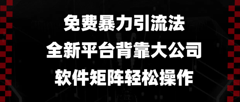 （13745期）免费暴力引流法，全新平台，背靠大公司，软件矩阵轻松操作-副业库