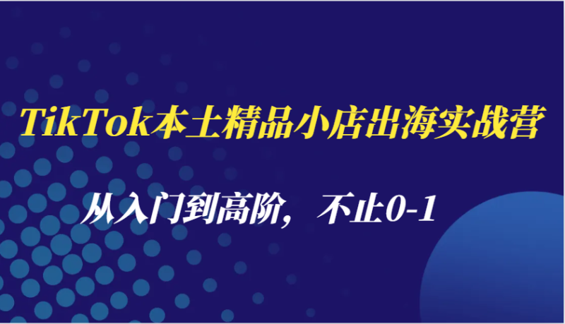 TikTok本土精品小店出海实战营，从入门到高阶，不止0-1-副业库