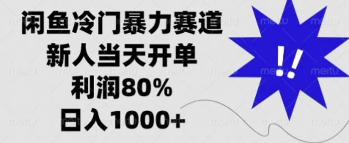 闲鱼冷门暴力赛道，新人当天开单，利润80%，日入几张-副业库