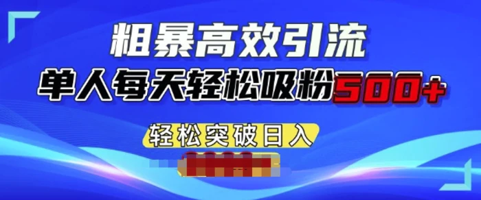 粗暴高效引流，单人每天轻松吸粉500+，轻松突破日入多张-副业库