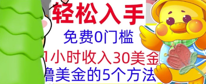 免费撸美刀的5个方法，1小时收入30美刀，0门槛，轻松入手-副业库