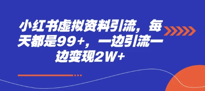 小红书虚拟资料引流，每天都是99+，一边引流一边变现2W+-副业库
