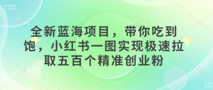 全新蓝海项目，带你吃到饱，小红书一图实现极速拉取五百个精准创业粉-副业库