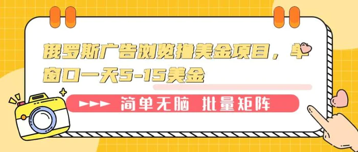 （13929期）俄罗斯广告浏览撸美金项目，单窗口一天5-15美金-副业库