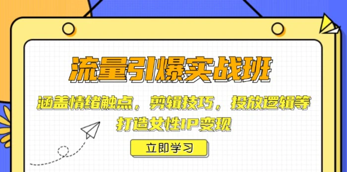 （14008期）流量引爆实战班，涵盖情绪触点，剪辑技巧，投放逻辑等，打造女性IP变现-副业库