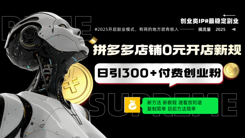 （14092期）拼多多店铺0元开店新规，日引300+付费创业粉，目前方法简单复制粘贴可矩阵-副业库