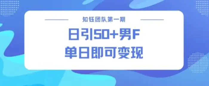 男粉引流新方法不违规，当日即可变现-副业库