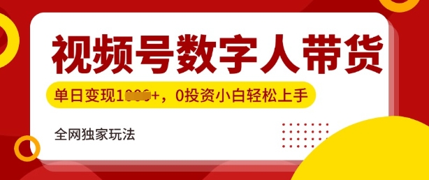 最新视频号数学人带货实操玩法，新手单日轻松多张，全程干货-副业库