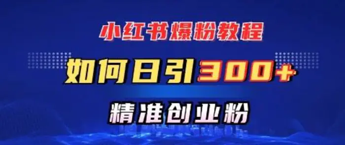小红书爆粉教程，如何日引300+创业粉，快速实现精准变现-副业库