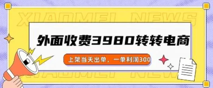 外面收费3980的转转电商玩法，上架当天出单，一单利润3张-副业库