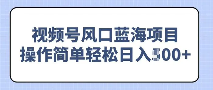 视频号风口蓝海项目，中老年人的流量密码，操作简单轻松日入多张-副业库