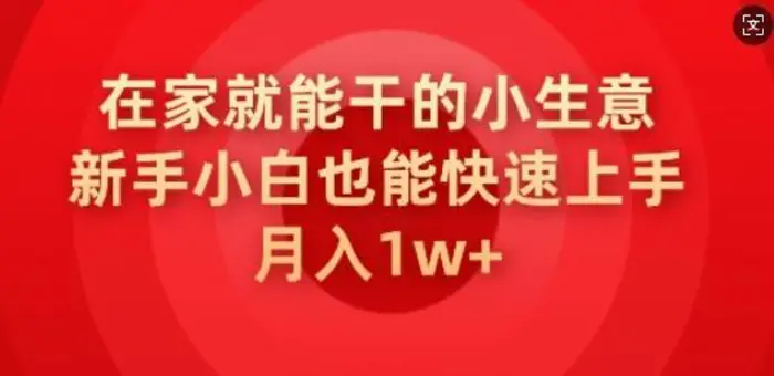 在家就能干的小生意，新手小白也能快速上手，月入1w-副业库