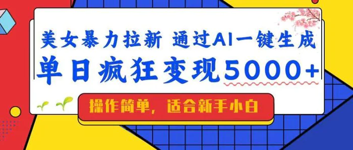 （14347期）美女暴力拉新，通过AI一键生成，单日疯狂变现5000+，纯小白一学就会！-副业库