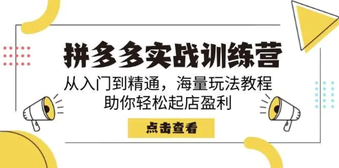 拼多多实战训练营，从入门到精通，海量玩法教程，助你轻松起店盈利-副业库