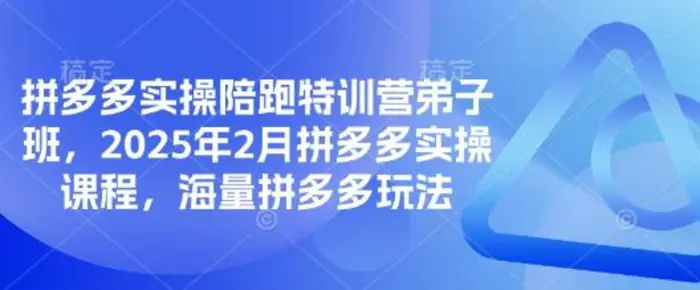 拼多多实操陪跑特训营弟子班，2025年2月拼多多实操课程，海量拼多多玩法-副业库