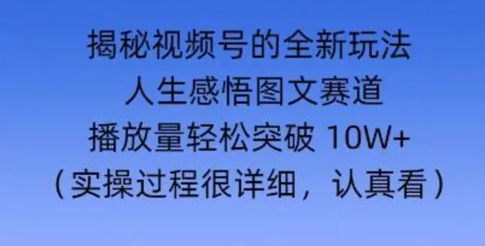 Deepseek和即梦结合，做一个【人生图文感悟】的视频号-副业库