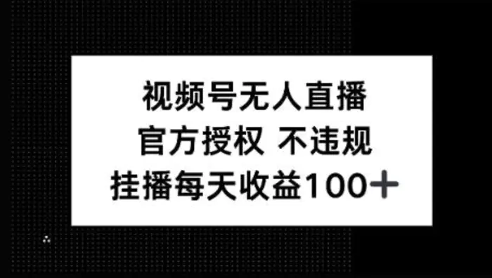视频号无人直播，官方授权 不封号，小游戏挂播每天收益100+-副业库