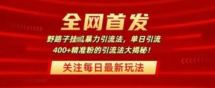 全网首发，野路子暴力引流法，单日引流400+精准粉的引流法大揭秘-副业库
