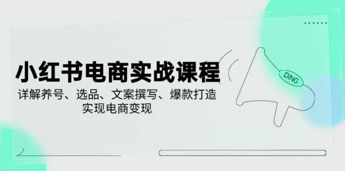 （14549期）小红书电商实战课程，详解养号、选品、文案撰写、爆款打造，实现电商变现-副业库